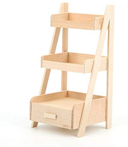 Zerodis 1:12 Puppenhaus Miniatur 3 Schicht Holz Blumen Regal Mini Puppenhaus Garten Dekoration DIY Puppenhaus Zubehör für Kinder und Mädchen