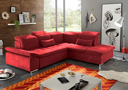 Froschkönig24 Wayne Ecksofa 276x240 cm Couch Eckcouch Sofa Rot (Berry)