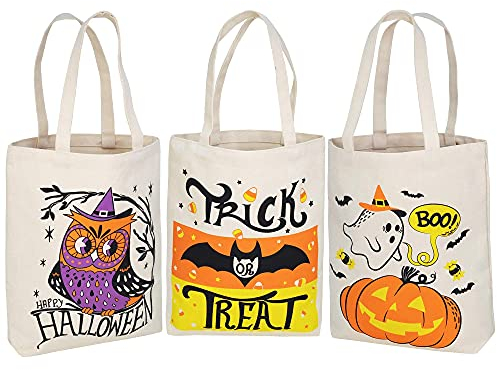 JOYIN 3 große Halloween-Tragetaschen (34,9 cm) für Halloween Süßes oder Saures, Süßigkeitstaschen für Halloween, für Schul- oder Klassenzimmer, Partyzubehör
