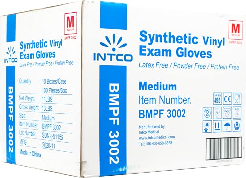 Guante de vinilo azul sin polvo, 100 unidades (M)