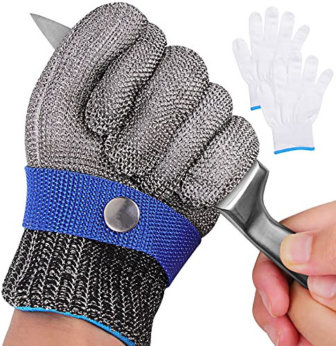 Level 9 Cut Resistant Gloves, Stainless Steel Safety Kitchen Cuts Glove for Meat Cutting, Fish Fillet Processing, Oyster Shucking, Wood Carving, Safety Butcher Work Gloves (XL-1PCS)