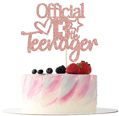 Gyufise Rose Gold Glitter 13th Birthday Cake Topper & Decorations for Teens