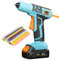 Pistola colla a caldo senza fili 12V, GoGonova 15S riscaldamento con design antigoccia, kit con 25 mini stick di colla colorati, Ideale per riparazione, artigianato, fai da te