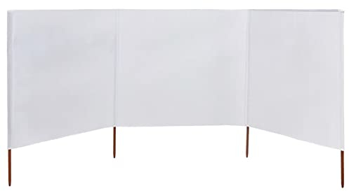 Gecheer Windschutzgewebe Faltbar Windschutz Sichtschutz Sonnenschutz Camping Balkon Terrasse Garten Zaun Strand 3-TLG. 400x80cm Sandweiß