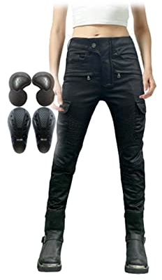YXYMOTEFLY Biker-Rennhose Aus PU-Leder Motorradhose for Damen Neue Verbesserte Abnehmbare Rüstung Wasserdichte Motorradhose for Herren (Color : Black women, Size : Large/32)