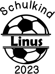 Bügelbild Aufbügler Schulkind Fußball mit Wunschname zur Einschulung/Schultüte