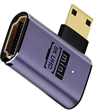 NFHK Adaptateur Mini HDMI mâle vers HDMI 2.1 femelle UHD - Adaptateur convertisseur doré compatible 8K 60Hz HDTV