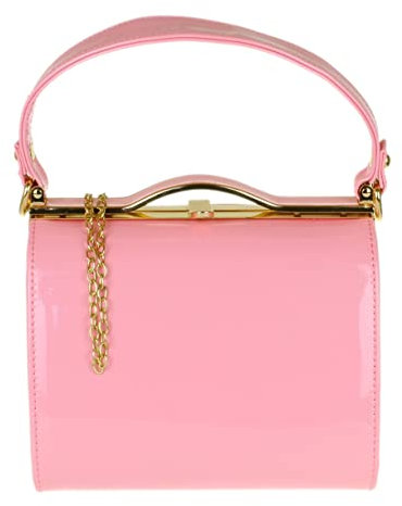 Girly Handbags Borsa da sera con chiusura a pochette in ecopelle verniciata lucida, rosa, M