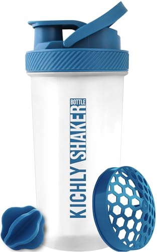 KICHLY Shaker Bottle - 28 Ounce Plastic Protein Shaker Bottle for Pre & Post workout with Plastic Shaker Ball