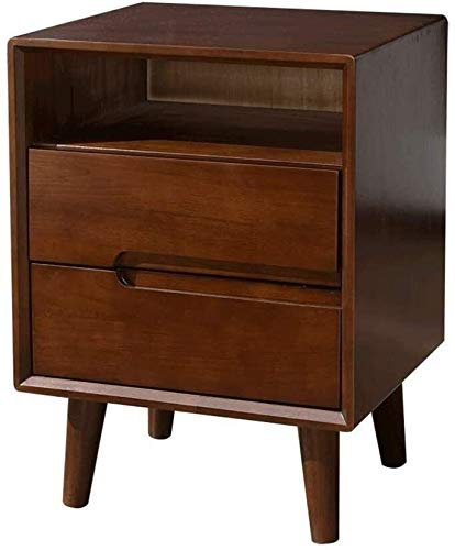 ANIFM Table de Chevet Simple pour Chambre Bureau Table de Chevet Noyer, Console d'extrémité avec 2 tiroirs et Compartiment de Rangement Ouvert pour Salon Chambre Salon Comfortable Anniversary