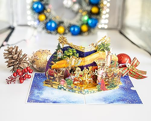 SALAHOANG Pop Up Jesus Christus Karte, 3D-Karte für Weihnachten, Weihnachtskarte, Geschenke für Weihnachten, Happy Holiday Card, handgefertigte Geschenke, Geburt Jesu