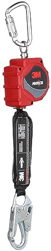 3M Protecta Self-Retracting Lifeline with Carabiner 3100513, Web, Steel Snap Hook, 11ft.
