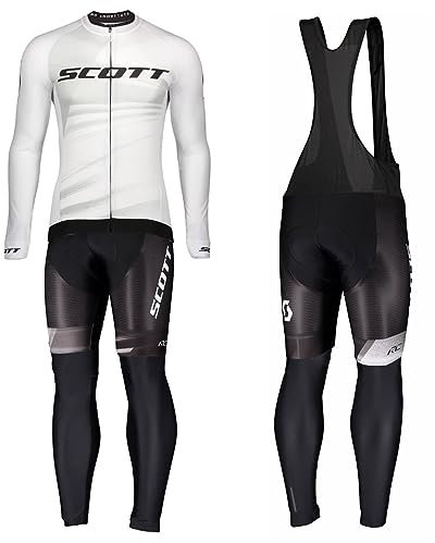 assocauicy Rennrad Trikot Herren Langarm Set Winter,Lange Radlerhosen mit Sitzpolster aus Atmungsaktiv und Schnell Trockend