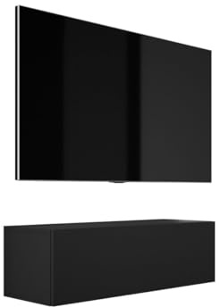 3E 3xE living.com Hängendes TV- Schrank - Modernes Design B: 100 cm, H: 34 cm, T: 32 cm, Schwarz Matt