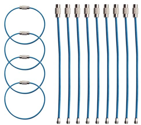 Draht-Schlüsselanhänger, 20 Stück, 150 mm, Schlüsselring, Metalldraht mit Edelstahl-Anschluss zum Aufhängen von Gepäckanhänger, Outdoor – Blau