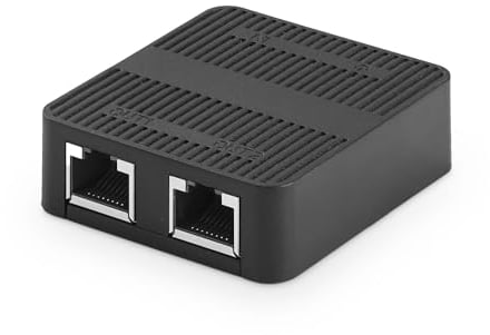 Binardat 1 to 2 Network Splitter, 3 Port Ethernet Switch, 10/100Mbps, Type-C Power Supply, Mini Size Plug and Play