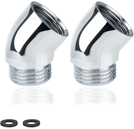 Winkelstück für Duschkopf, HERKINDNESS 2 Stück Duschschlauch Adapter, Winkelstück für Handbrause mit 2 Dichtung, Winkelstück Duschkopf für Handbrause Beweglich Duscharmanschluss