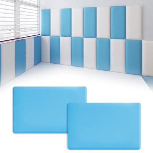 XLSBZ 3D Wandpaneele,2 Stück 30x40cm Wandpolsterung Polster Wandpaneele Wandkissen Selbstklebend Bett Wandpolster für Schlafzimmer,Kinderzimmer (Himmelblau)
