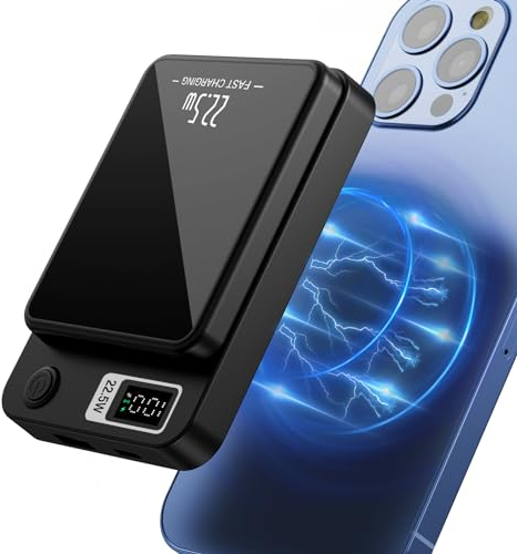 Power Bank Wireless Magnetico 10000mAh Batteria Esterna Magsafe Caricatore Portatile PD 20W USB-A 22.5W Ricarica Rapida Caricabatterie con Display LED per iPhone 14 13 12 Mini Pro Max