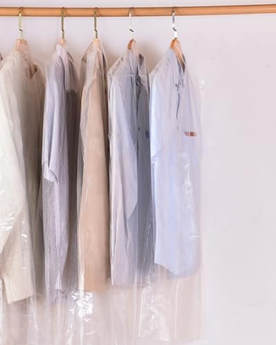 Bayli 20er Set Kleiderschutzhülle Transparent - Mantelschutz durchsichtig - Kleiderfolie 60x120cm - 20 Stück Kleidersack - Bekleidungsschutzhüllen - Kleiderhülle - Staubschutz - Kleidungsbeutel