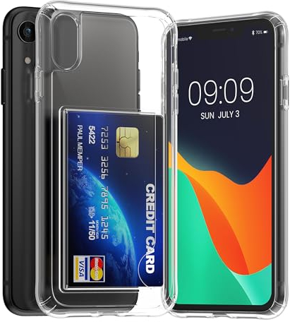kwmobile Hülle kompatibel mit Apple iPhone XR Handyhülle - Kunststoff TPU Cover mit Kartenfach - Hartes Case - Schutzhülle in Transparent