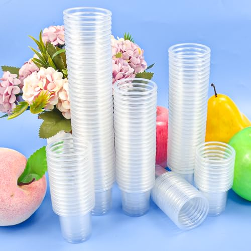 SLTAXAR 100 Stück Schnapsgläser Plastik Schnapsbecher 2cl/ 20ml Shotgläser Plastik Stamperl 2cl Plastikbecher Schnaps Transparente Shot Becher Plastik 2cl Trinkbecher Kurz für Party Spaß Hochzeiten