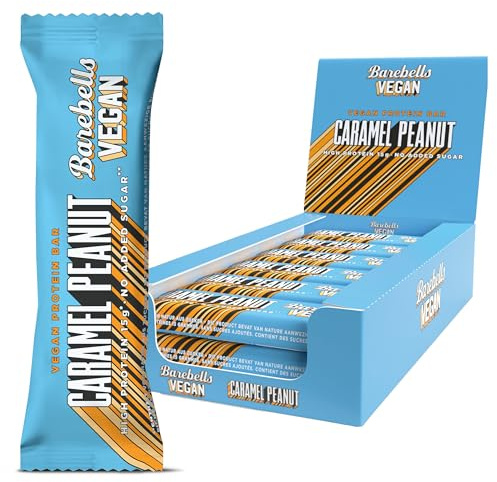Barebells Barres De Protéines Vegan - 15g de proteine - Faibles en calories - chocolat protein bars - Boîte de 12 barres proteinées de 55g (Vegan Caramel Peanut)