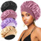 FIRSTPELLA 4PCS Silk Bonnet for Sleeping,Hair Wrap Satin Bonnets Shower Cap for Black Women Men, Elastic Wide Band Bonnet Cap for Sleeping Curly Hair(Black & Bean Paste Pink & Purple & Brown)