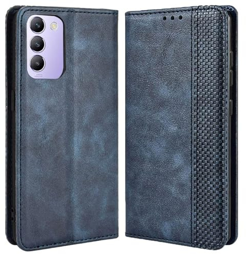 MOJIA Hülle Flip Case für Vivo V40 SE 5G, PU Dünne Magnetische Klapphülle Handyhülle Schutzhülle mit Kartenfach und Standfunktion. Blau