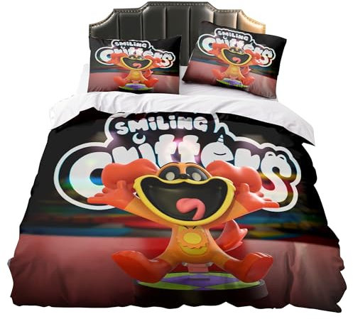 Zhongkaihua 3-teiliges Bettwäsche-Set mit lächelnden Tiermotiven, Bettbezug und 2 Kissenbezügen, dreiteiliges Bettwäsche-Set auf Bettdeckenbezug mit 2 Kissenbezügen, Einzelbett