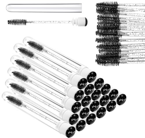 Sibba Cepillo de pestañas para pestañas, tubo de carretes de pestañas, 20 unidades, varillas de repuesto para máscara de ojos, suministros de extensión de ángulo plegable, suministros de extensión de