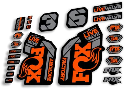 Adesivo di ricambio per forcella compatibile per Fox 36 2021 Serie Live Valve Arancione Grigio Lucido
