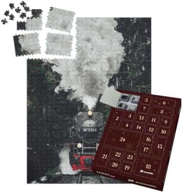 puzzleYOU: Puzzle-Adventskalender | „Historische Dampflokomotive“ – aus der Puzzle-Kollektion Eisenbahn, Lokomotive