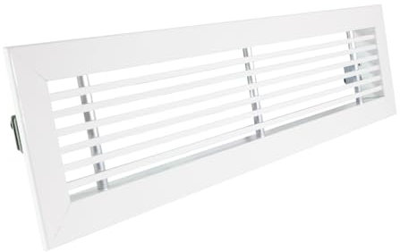 Rejilla Ventilacion Rectangular Blanca Lama Lineal a 0 Grados Rejillas de Impulsion Horizontal (500x100) Conductos Aire Central Aluminio Resistente Salida de Aire Acondicionado