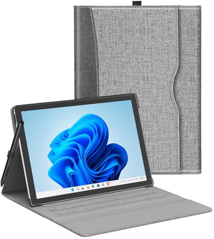 SSS·GRGB Case 12.3 In Compatible with Microsoft Surface Pro 7+ / 7/6 / 5/4, Multiple Angle Viewing Portfolio Business Cover with Stylus Holder & Pocket, Compatible with Type Cover Keyboard, Grey