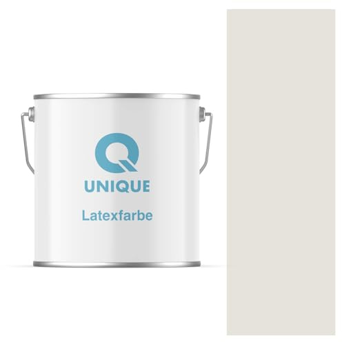 Q UNIQUE Latexfarbe 5L (ca.35m2) Weiß-grau Innenfarbe Wandfarbe Deckenfarbe Klasse 3 Mattfarbe Scheuerfest Hohe Deckkraft