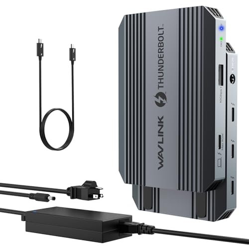 Thunderbolt 4 Dock, WAVLINK USB C Hub con doble pantalla 4K @ 60 Hz, 100 W Power Delivery, USB-A 3.2 Gen 2, para MacBook Pro/Air M1 M2 M3, Thunderbolt 4/3 portátil