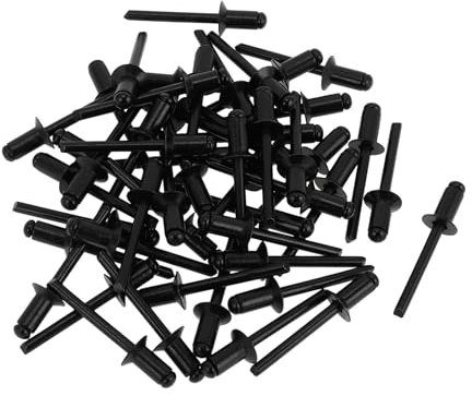TUCKBOLD Rivets Aveugles À Grand Flasque À Extrémité Ouverte Noir 50 Pièces Diamètre De Préhension De 6,4 Mm Longueur De Préhension De 12 Mm Diamètre Flasque 11 Mm Alliage Aluminium Fer