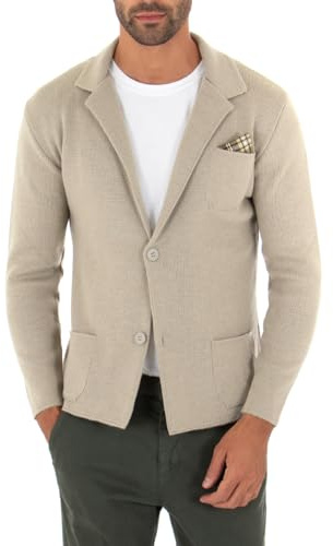 Giosal Cardigan Uomo Giacca Maglione Maniche Lunghe Taschino Tinta Unita Casual Vari Colori Made in Italy