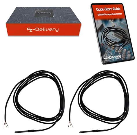 AZDelivery 2x DS18B20 2m Kabel digitaler Edelstahl Temperatursensor Temperaturfühler, wasserdicht kompatibel mit Arduino und Raspberry Pi inklusive E-Book