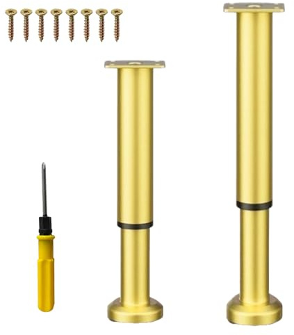 NCRGB 2 Stück Möbelfüße Metall Golden 72-120 cm,Verstellbare Möbelfüsse,Einstellbare Höhe,Belastbar bis 400 KG,Möbelbeine für Fernsehschrank Sofa Lehrstuhl Badezimmerschrank mit Schraubendreher