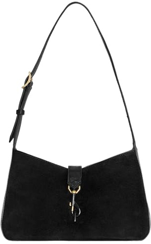Rebecca Minkoff Women's Megan Small Shoulder Bag, Leather Handbag with Antique Brass Dog Clip, Mulberry, S