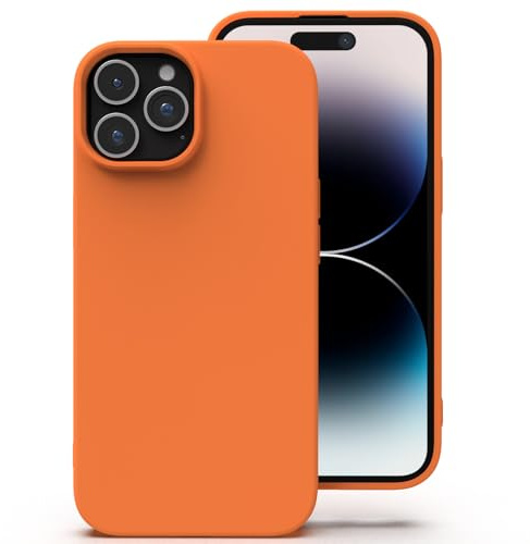 Zuvirelx Silicone Coque pour iPhone 14 Pro Max, Anti-Poussière, Mince, Adapté à la Poche Coque pour Téléphone‌ Apple iPhone 14 Pro Max - Orange