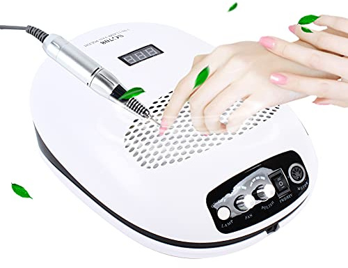 Elektrische Nagelmaschine 140W Nagelfräser 35,000rpm Nagelmaschine mit Staubabsaugung & 6 Schleifköpfe, Nagelfeile 29.5*23*10cm Professionelle Fräser für Nagelsalon und Heimgebrauch, Weiß