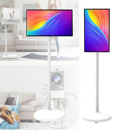 Cashwise Portable TV, 1080P HD Smart Screen with Android 12 OS, HD Build-in Camera Rolling Monitor on Wheels, Multiple Usage Scenarios 6+64G