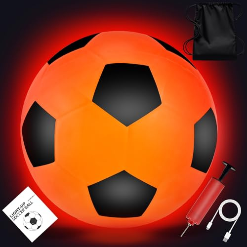 Faburo Leuchtender Fussball Set, Größe 5 Fußball, Wasserfester Leuchtender Fußball im Dunkeln mit Pumpe für Kinder & Erwachsene Nachtspiele Training, Wiederaufladbar Led Fussball Weihnachten Geschenke