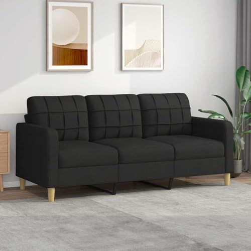 Générique Canapé à 3 Places Noir 180 cm Tissu, Meubles, Canapés, Noir, (Poids 28.8KG)-9103