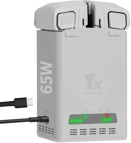 LYONGTECH 65W Akku Ladegerät für DJI Mini 3 4 5 Pro,Zwei-Wege-Ladestation | Fast Zwei-Wege-Ladestation,Charger Hub,Charging Zwei Batteries, Drohne AkkuLadestation Zubehör