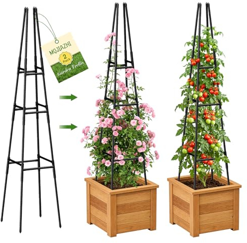 MQJIAZHI Rankgitter Metall,165cm Schwarz (2 StüCk),Rankhilfe Garten,Rankhilfe Rosen Height-Adjustable Pflanzen Spalier Obelisk Metal Spalier Geeignet für Clematis, Gurken, Tomaten und Kletterpflanzen