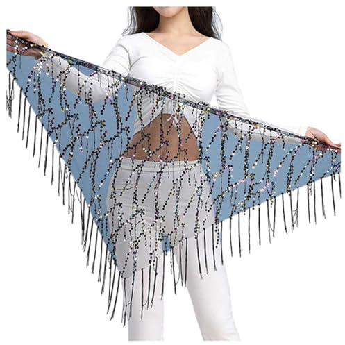Generisch Bauchtanz Outfit Hüfttuch Bauchtanz Damen Faschingskostüme Damen Hüft Schal in Dreieck Mädchen Chiffon Gürtel Pailletten Münztuch Outfit Frauen Karneval Festival Kleidung